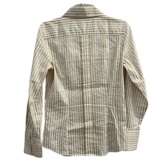 Express Button Down Long Sleeve Gold Striped V-Neck Blouse Women’s Size M - Picture 6 of 9
